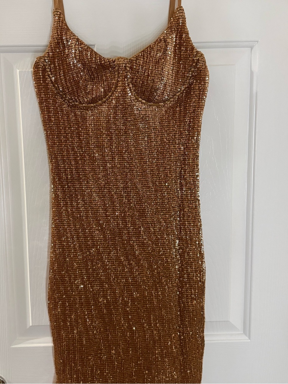 Fashion Nova Gold Glam Sequin Bodycon Mini Dress